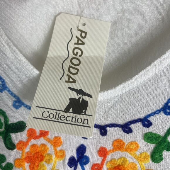 Women’s White Boho Sheer Cover Up Midi Dress Fairy Embroidered Boho One Size - Picture 8 of 11